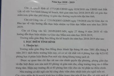 Kế hoạch, nhiêm vụ năm học 2018 – 2019